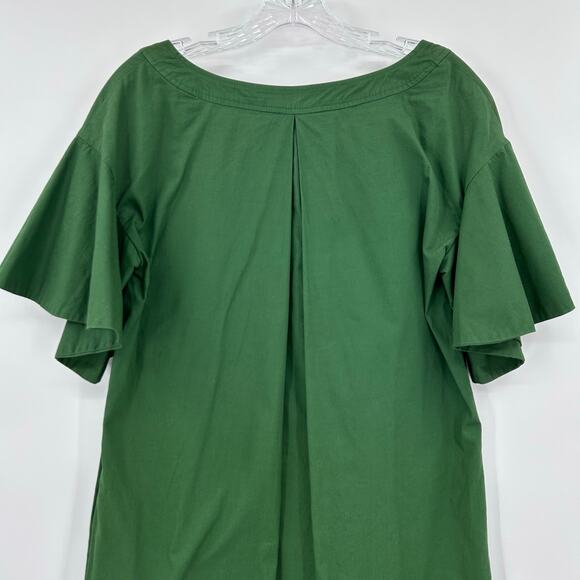 Maeve Anthropologie Green Flutter Sleeve Cotton Shift Dress Pockets Womens Sz XS - Picture 10 of 12